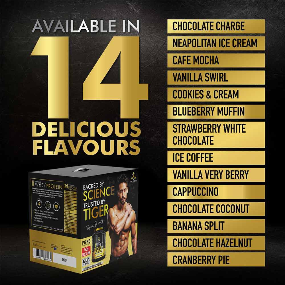 2 - One Science 100% Premium Whey Protein,  5 lb  Chocolate Charge - with Free 150g Creatine 