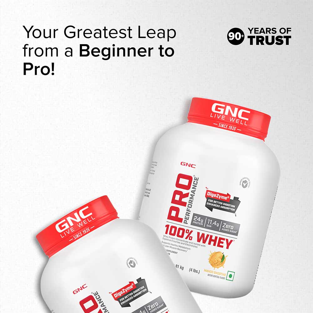 4 - GNC Pro Performance 100% Whey Protein,  4 lb  Mango Smoothie 