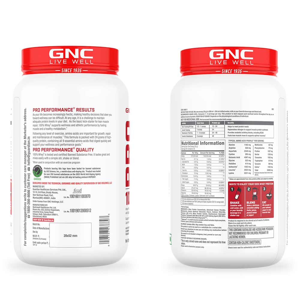 2 - GNC Pro Performance 100% Whey Protein,  2 lb  Chocolate Fudge 