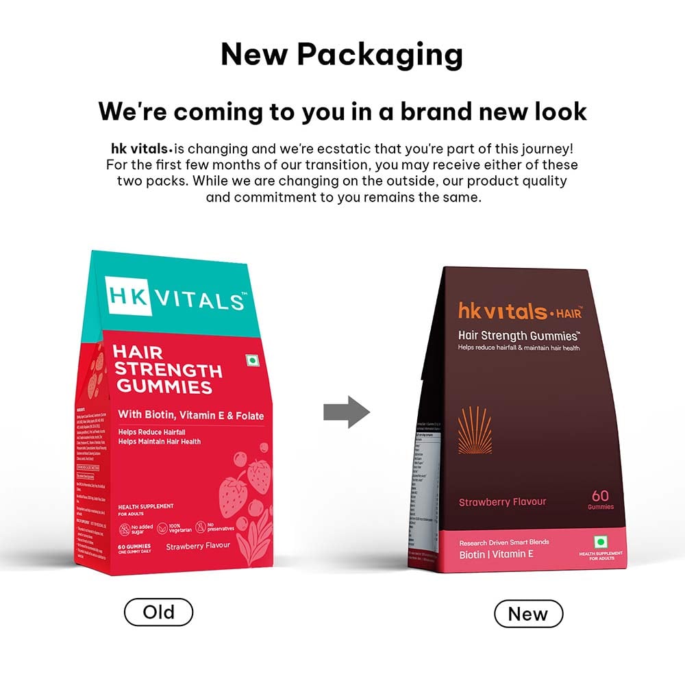 8 - HK Vitals Hair Strength Gummies,  60 gummies  Strawberry