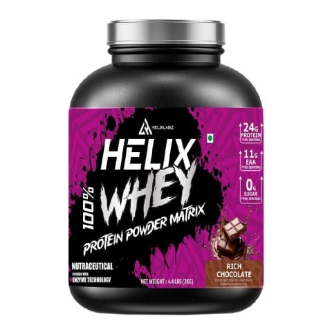 1 - Helixlabz Helix 100% WHEY Protein Powder Matrix,  4.4 lb  Rich Chocolate 
