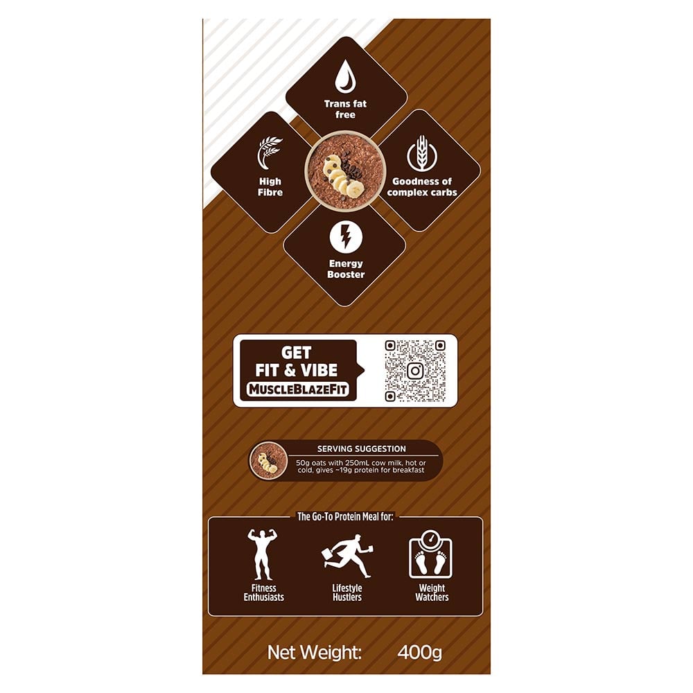8 - MuscleBlaze High Protein Oats,  400 g  Dark Chocolate 
