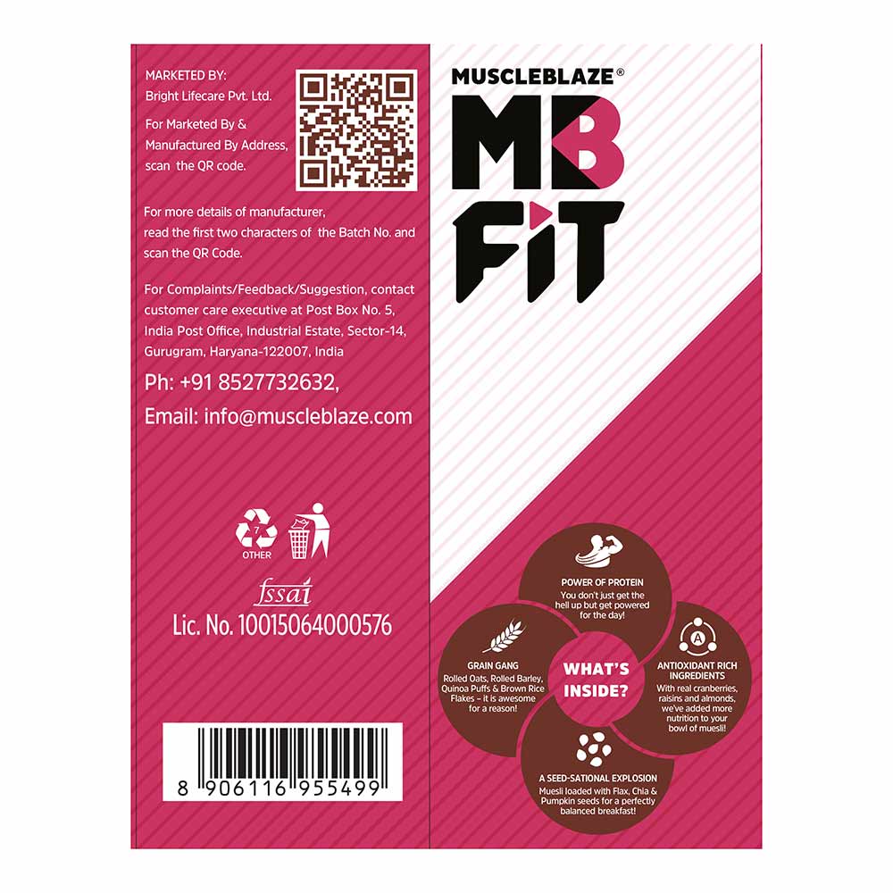 5 - MuscleBlaze High Protein Muesli,  0.4 kg  Dark Chocolate & Cranberry 