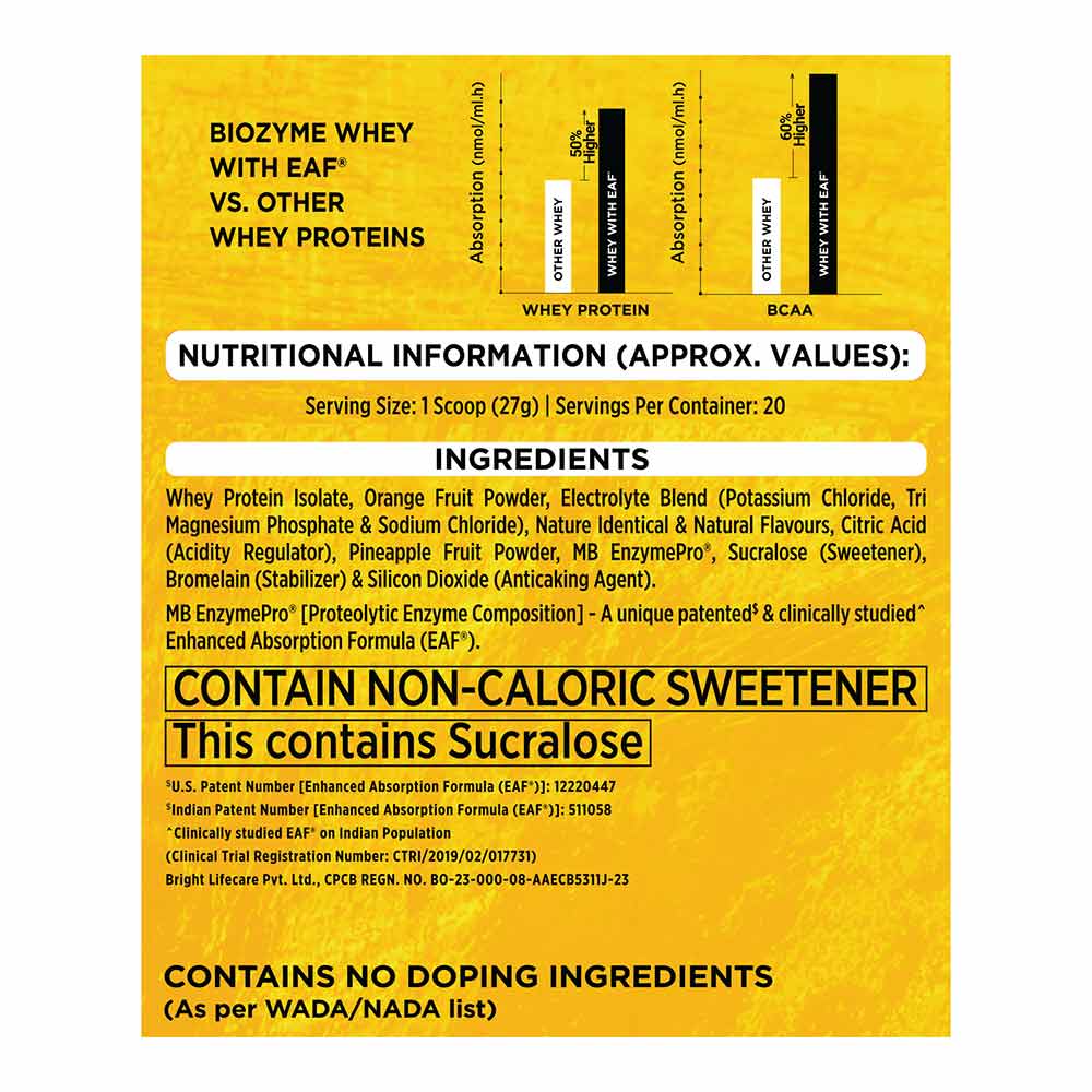 10 (8 - MuscleBlaze Biozyme Clear Whey Isolate,  1.19 lb  Icy Lemonade 