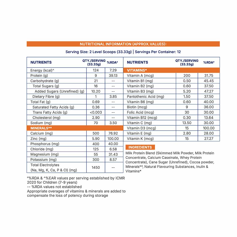 1 - Supermilk Gritzo Overall Growth for Boy 7-12 Yrs Protein & Nutrition Drink Mix,  400 g  Double Chocolate