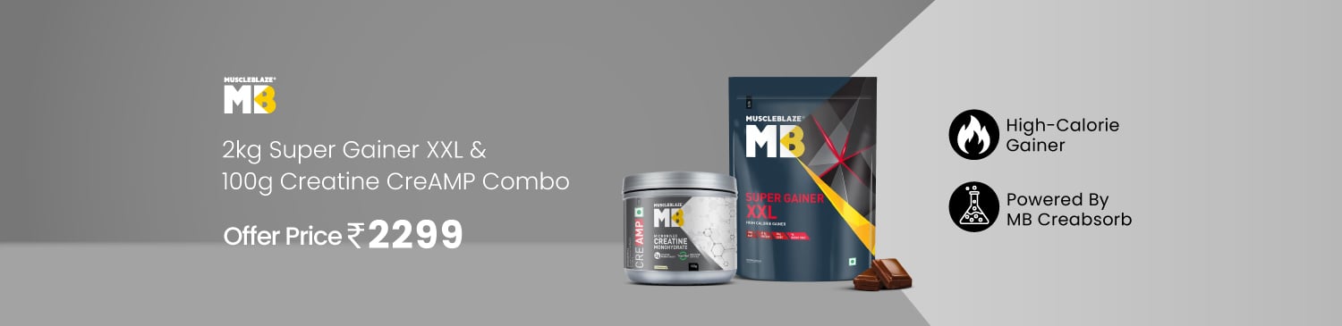 MuscleBlaze Super Gainer XXL 2kg Chocolate & Creatine Monohydrate CreAMP 100g Combo | Offer price @ 2299