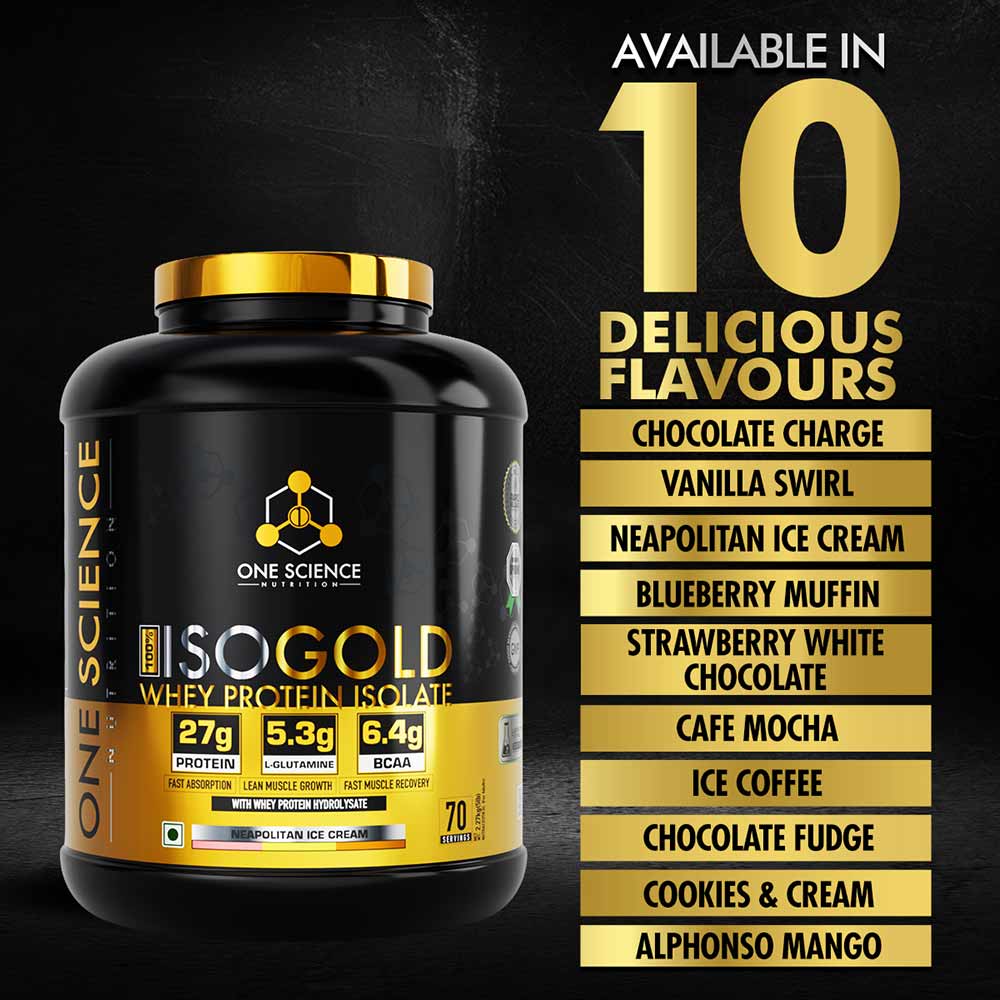 2 - One Science 100% Iso Gold Whey Protein Isolate,  5 lb  Neapolitan Ice Cream 