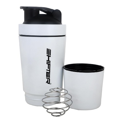 1 - Shifter Stainless Steel Shaker Bottle with Compartment,  White  590 ml 