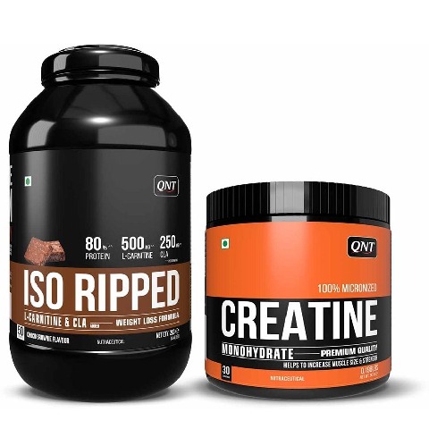 QNT ISO Ripped & Creatine Monohydrate Unflavoured 0.198 lb Combo,  4.4 lb  Choco Brownie 