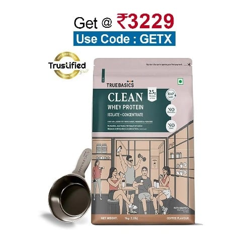 TrueBasics Clean Whey Protein (Isolate + Concentrate),  2.2 lb  Coffee 