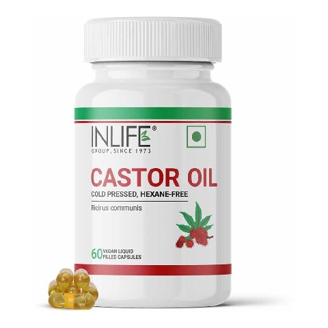 1 - INLIFE Castor Oil 500mg,  60 veggie capsule(s) 