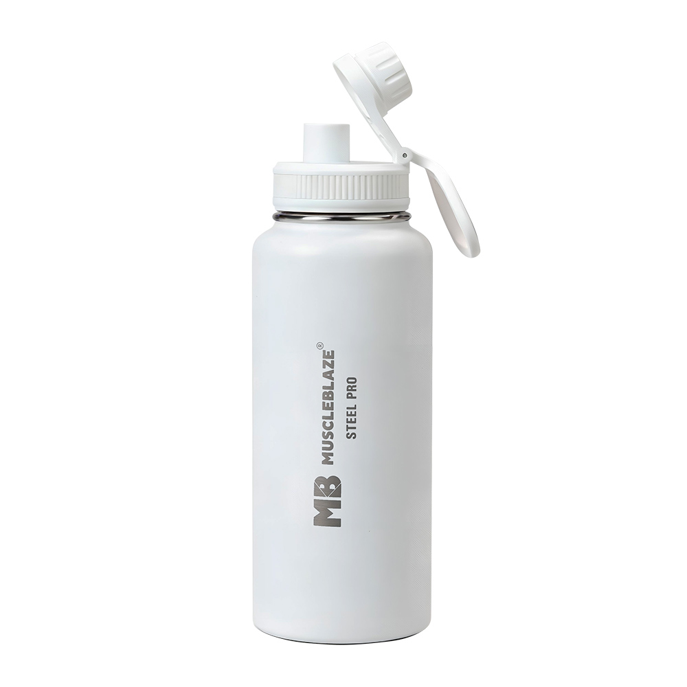 7 - MuscleBlaze Sports Insulated Steel Bottle,  Blizzard White  1 L