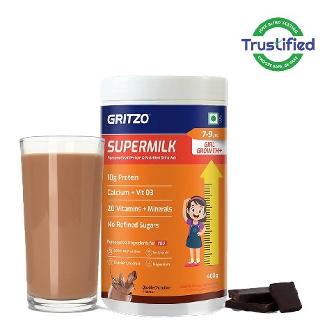 Supermilk Gritzo Growth+ for Girl 7 to 9 years,  400 g  Double Chocolate 