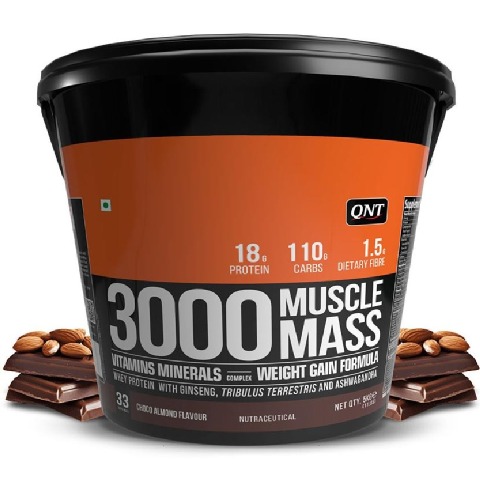 1 - QNT Muscle Mass 3000,  11 lb  Choco Almond 