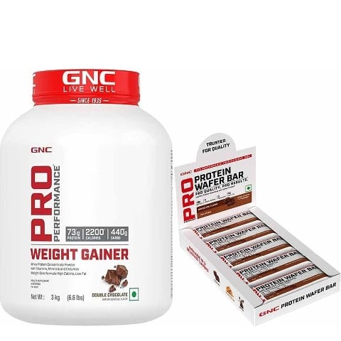 Pro Performance Weight Gainer 6.6 lb Double Chocolate & Pro Performance Protein Wafer Bar 10 Bars Chocolate