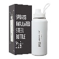 MuscleBlaze Sports Insulated Steel Bottle, Blizzard White 1 L