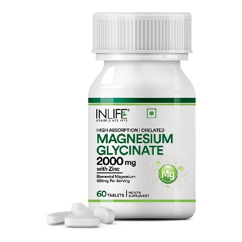 1 - INLIFE Magnesium Glycinate with Zinc Picolinate 2000mg,  Unflavoured  60 tablet(s) 