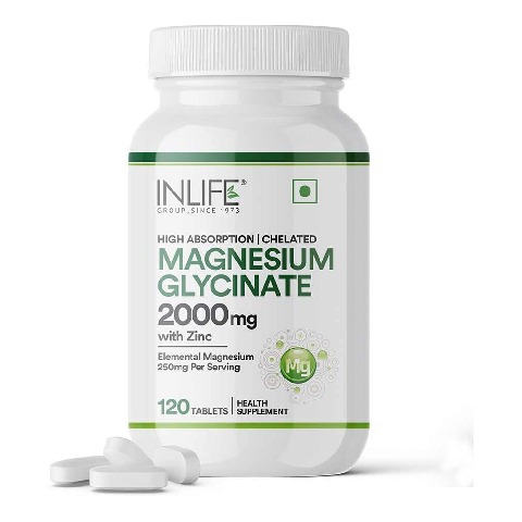 1 - INLIFE Magnesium Glycinate with Zinc Picolinate 2000mg, Unflavoured 120 tablet(s)