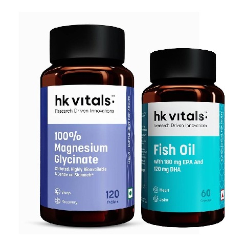 HealthKart HK Vitals Fish Oil 60 caps and 100% Magnesium Glycinate 120 Tabs
