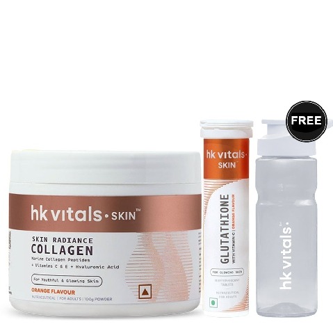 HealthKart HK Vitals Skin Radiance Collagen 100 g & Glutathione Effervescent 15 Tabs Orange Combo