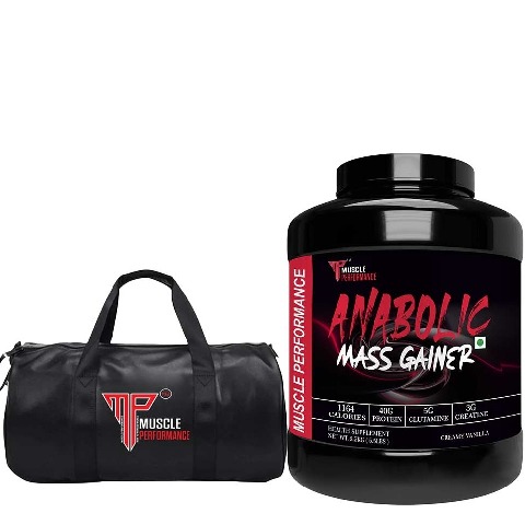 1 - Muscle Performance Anabolic Mass Gainer with Gym Bag Combo,  5.5 lb  Creamy Vanilla 