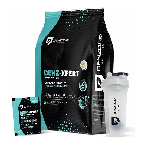 1 - Denzour Nutrition Denz-Xpert Whey Protein, 60 sachets/pack Shahi Kheer (with 500ml Shaker)