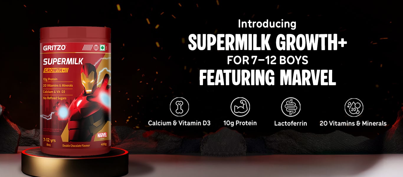Supermilk growth+ for 7-12 Yrs Boys Iron Man Edition