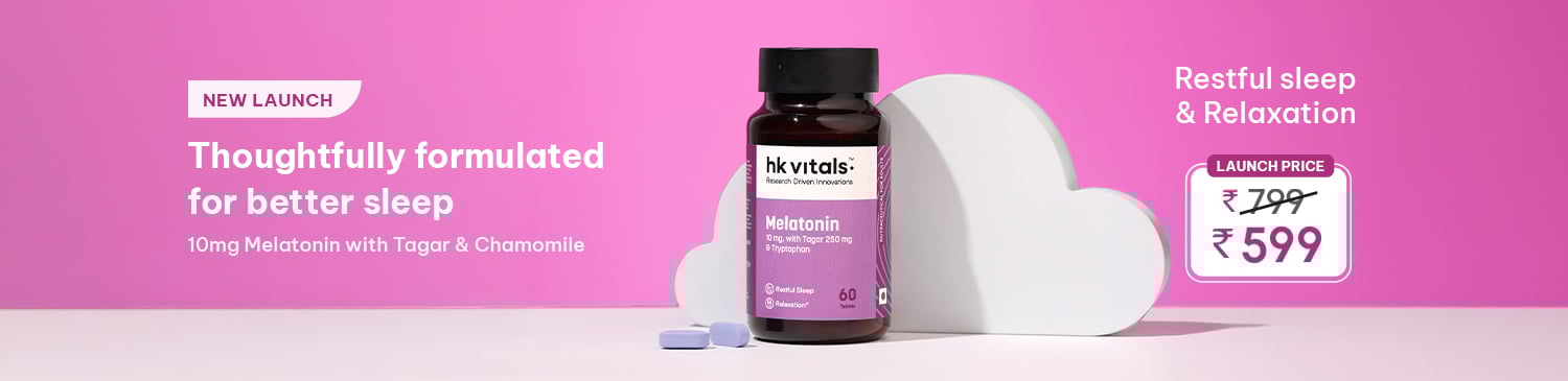 HealthKart HK Vitals Melatonin + Tagar, 60 tablets | Launch - 599
