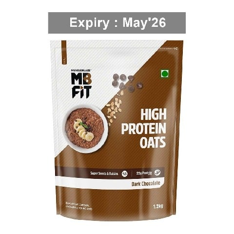 MuscleBlaze High Protein Oats, 1.2 kg Dark Chocolate