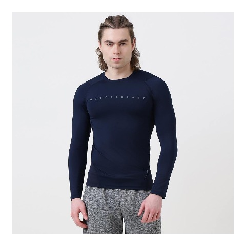 1 - MuscleBlaze Air Tech Compression MuscleTee Full Sleeve,  Small  Navy 
