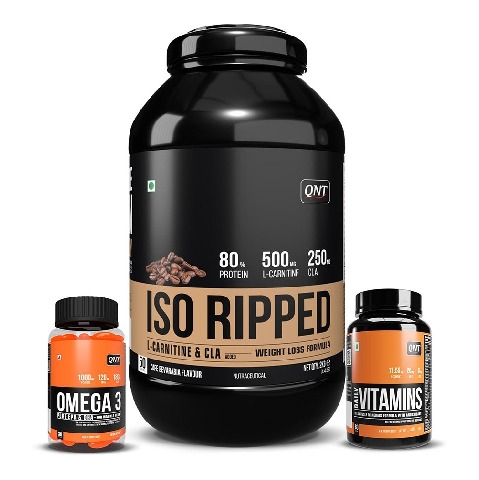 1 - QNT ISO Ripped, Omega 3 (1000 mg) 60 Softgels & Daily Vitamins 60 capsules Combo, 4.4 lb Cafe Bevarabia