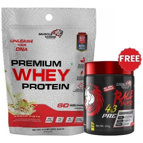 Muscle Garage Premium Whey Protein, 4.4 lb Kesar Pista