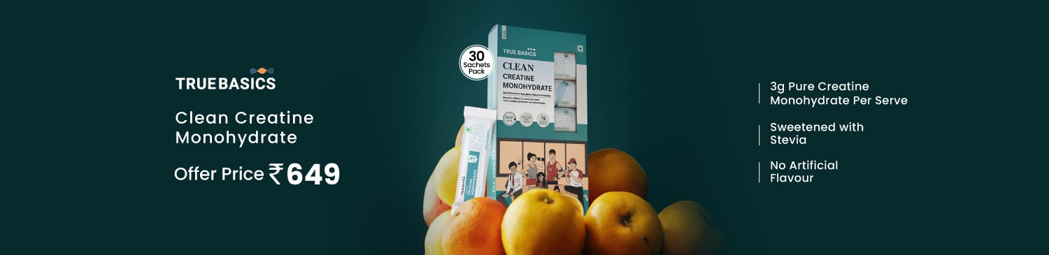 TrueBasics Clean Creatine Monohydrate, 30 sachets/pack, Citrus | Offer price - 649