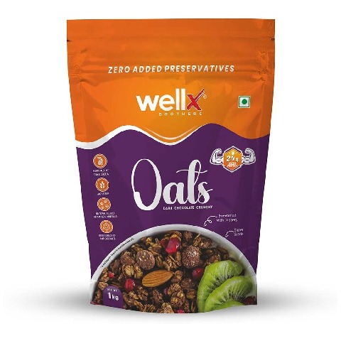 1 - WellX Oats,  1 kg  Dark Chocolate Crunchy 
