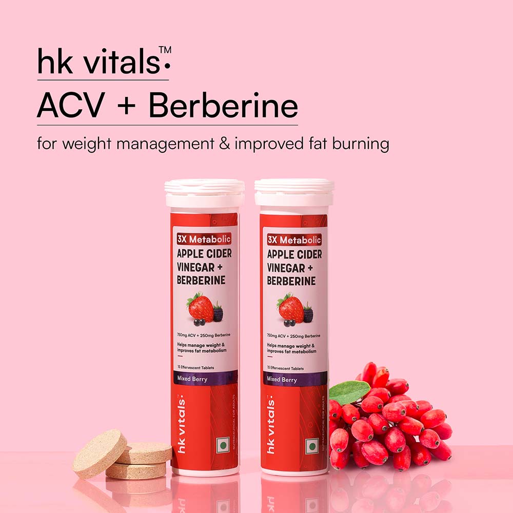 4 - HK Vitals 3x Metabolic  ACV + Berberine Effervescent,  30 tablet(s)  Mixed Berry (Pack of 2)