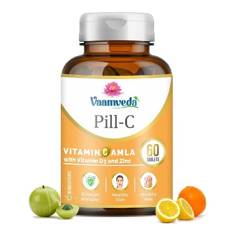 Vaamveda Vegetarian Vitamin C, 60 tablet(s) Immunity Booster Supplements with Zinc D3 for Skin Hair