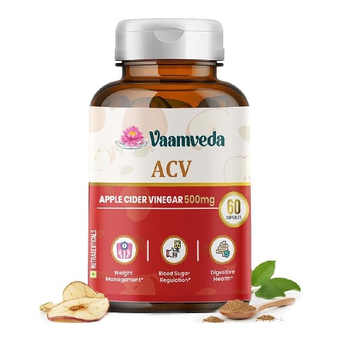 Vaamveda Apple Cider Vinegar (ACV) 500mg,  60 capsules  Unflavoured 