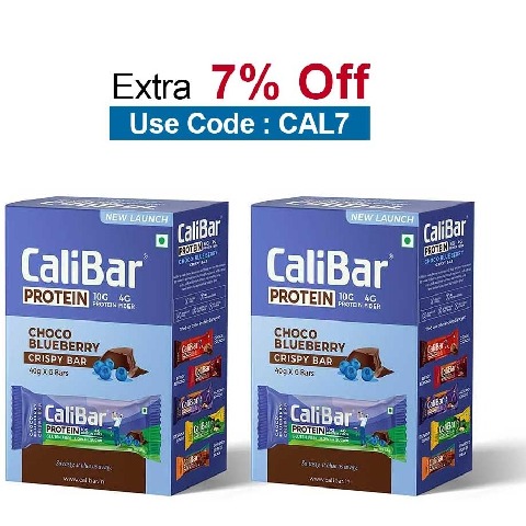 Calibar Protein Bar 10g Protein,  6 bar(s)  Choco Blueberry (Pack of 2) 