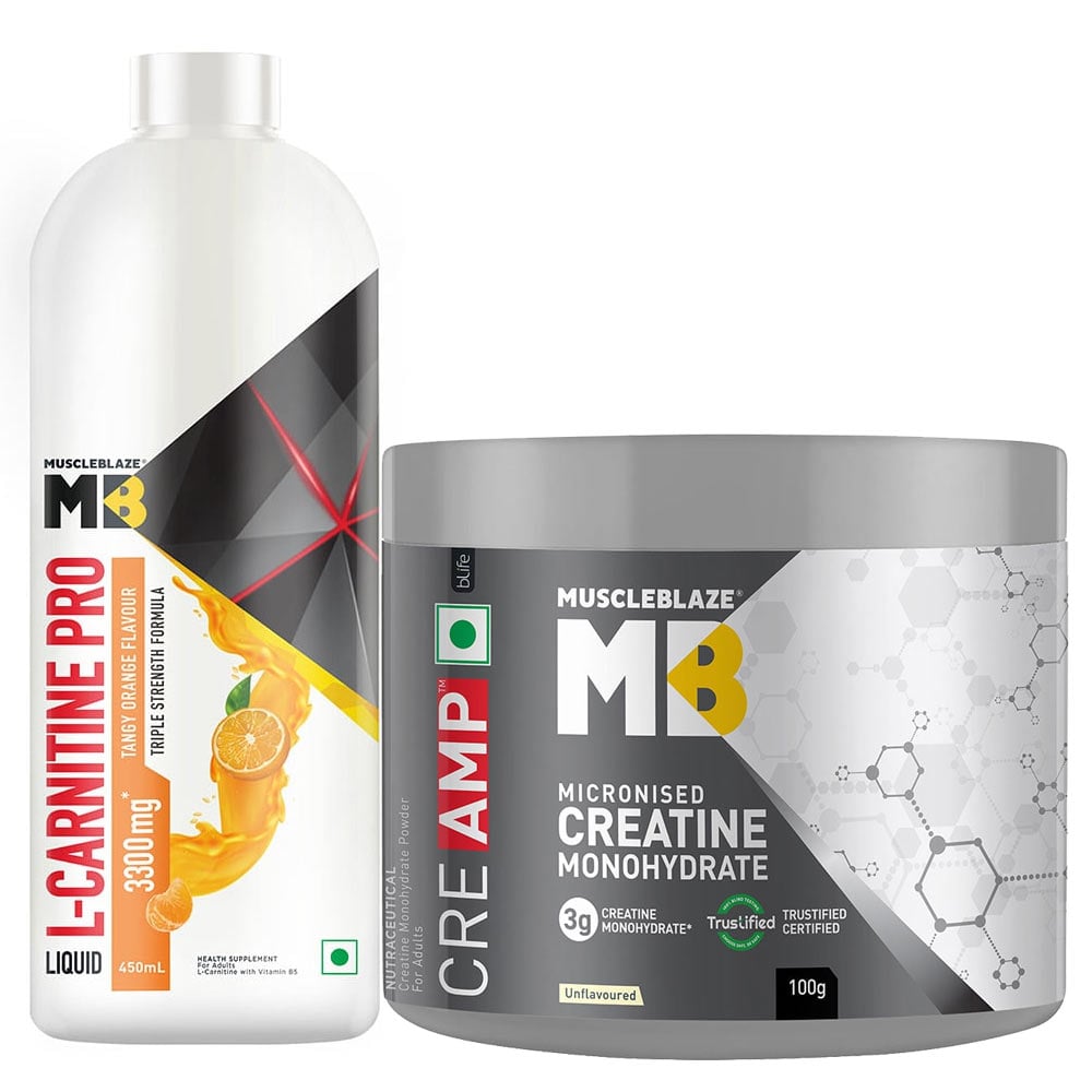 MuscleBlaze 450ml Liquid L-Carnitine PRO & 100g Creatine CreAMP Combo-image-47
