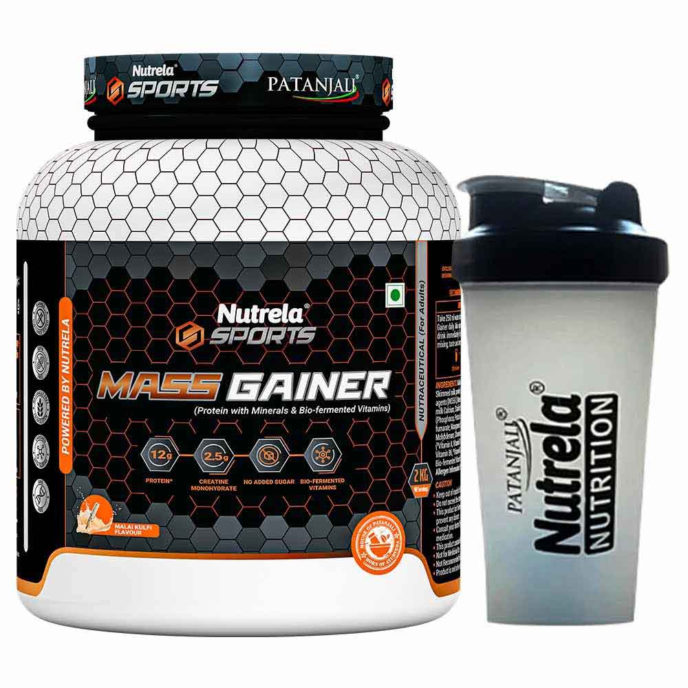 Nutrela Sports Patanjali Mass Gainer, 4.4 lb Malai Kulfi with Shaker-image-47