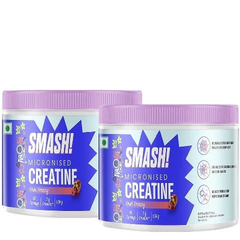 Smash Micronised Creatine Monohydrate, Fruit Frenzy 120g ( Pack of 2)