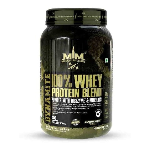 1 - Muscle Military Dynamite 100% Whey Protein Blend,  2.2 lb  Alphonso Mango 
