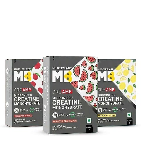 1 - MuscleBlaze Creatine Monohydrate CreAMP,  Assorted Pack of 21 (7x3)  0.185 lb 