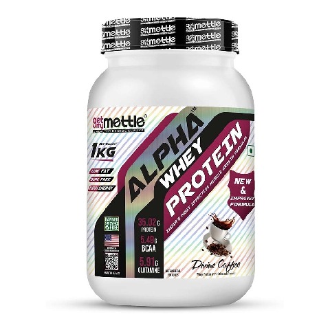 1 - Getmymettle Alpha Whey Protein, 2.2 lb Divine Coffee