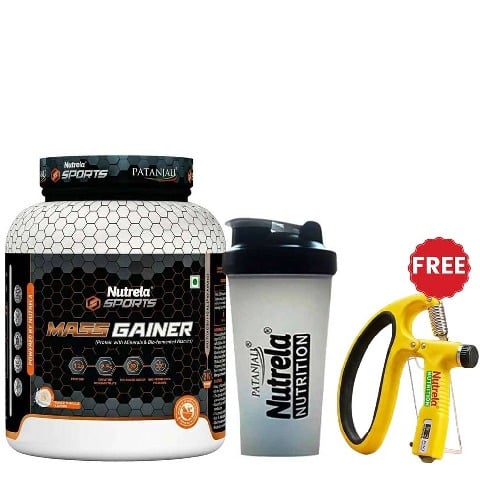 Nutrela Sports Patanjali Mass Gainer,  4.4 lb  French Vanilla with Shaker 