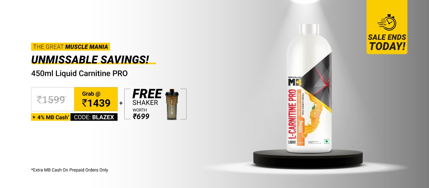 Sale Ends Today: 450ml Liquid Carnitine Pro @ 1439 using BLAZEX + Free Shaker + 4% MB Cash