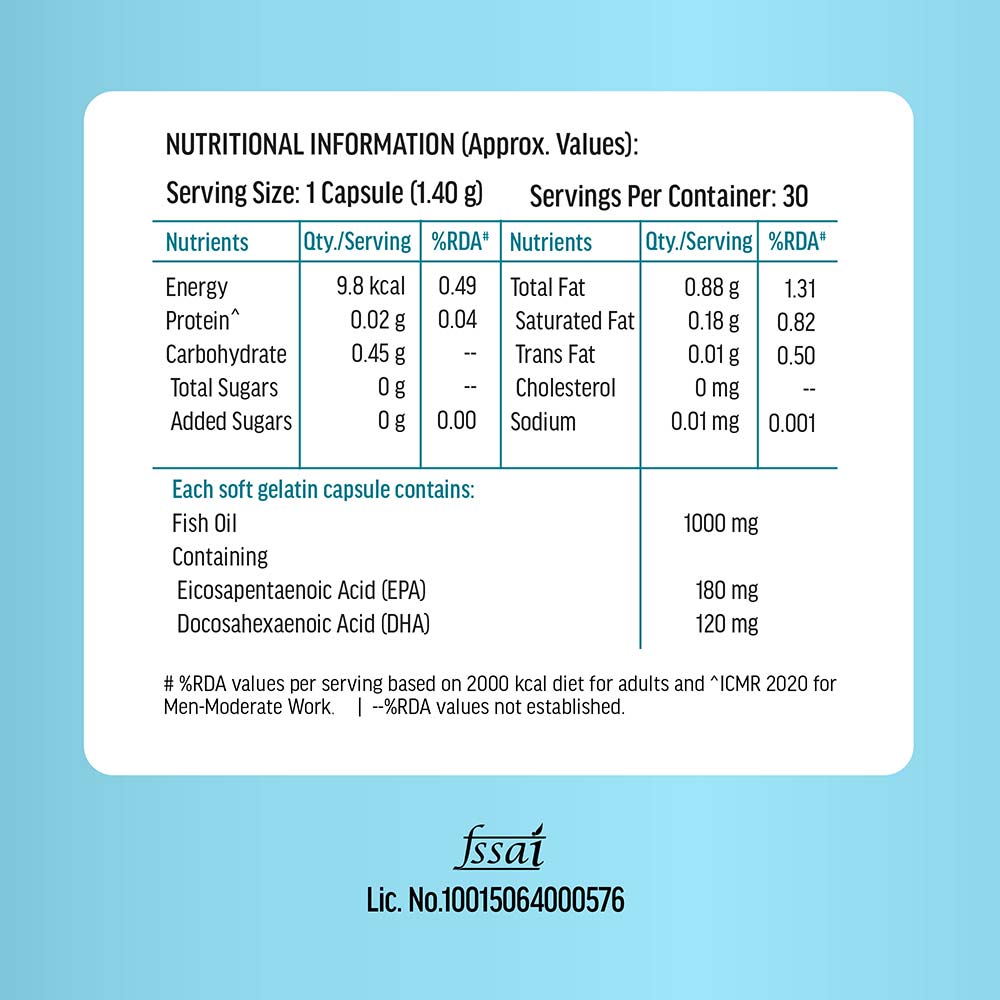 11 - HK Vitals Fish Oil 1000mg with 180mg EPA and 120mg DHA,  30 capsules