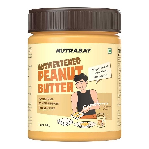 1 - Nutrabay Foods All-Natural Peanut Butter, 400 g Unsweetened, Crunchy