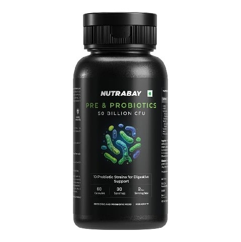 1 - Nutrabay Wellness Pre & Probiotic Digestive Support,  60 capsules  (50 Billion CFUs) 