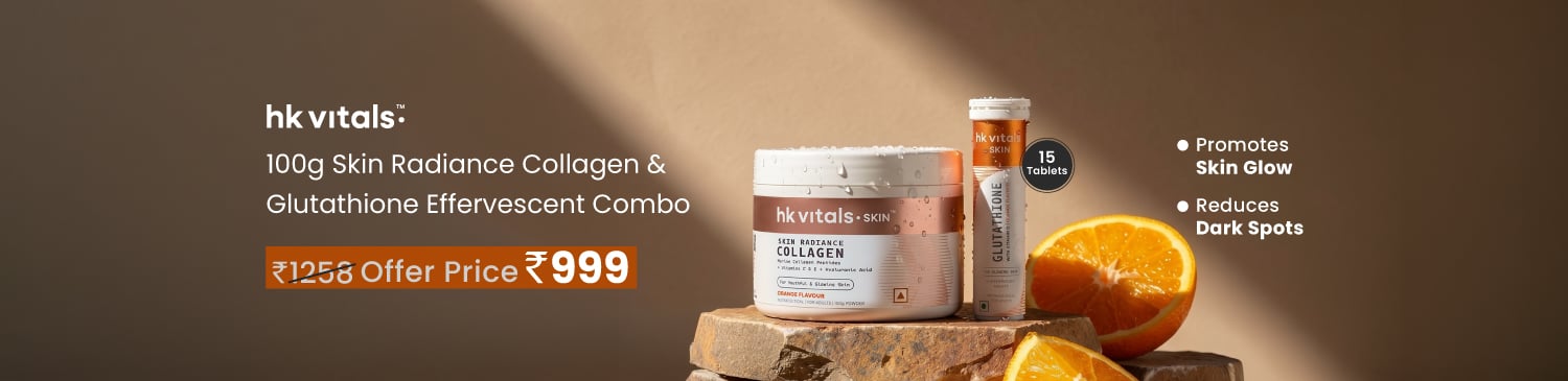 HealthKart HK Vitals Skin Radiance Collagen 100 g & Glutathione Effervescent 15 Tabs Orange Combo | BAU - 1258 | Offer Price - 999